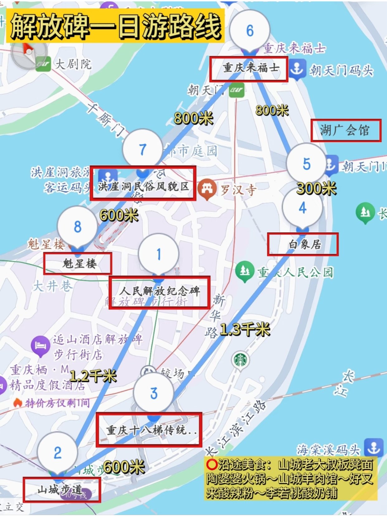 解放碑一日游路线