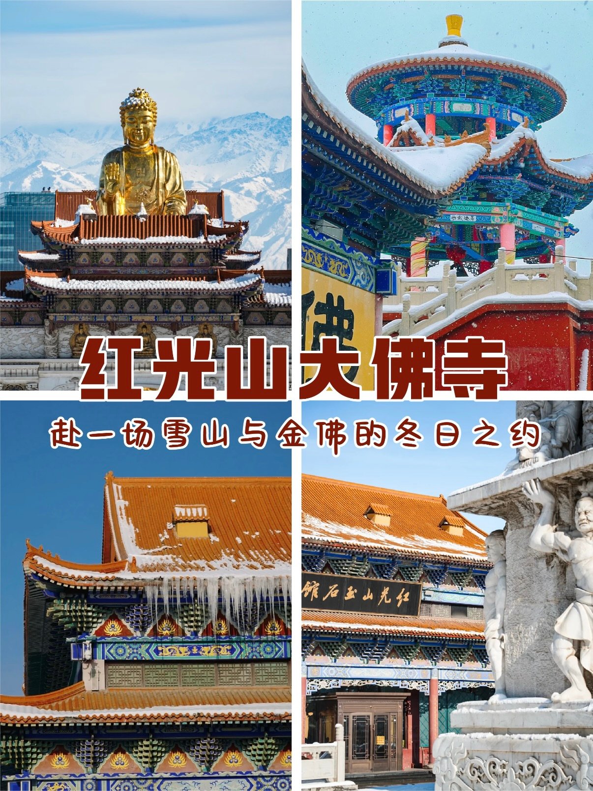 🏔️红光山大佛寺｜乌鲁木齐冬日限定｜雪山与金佛同框