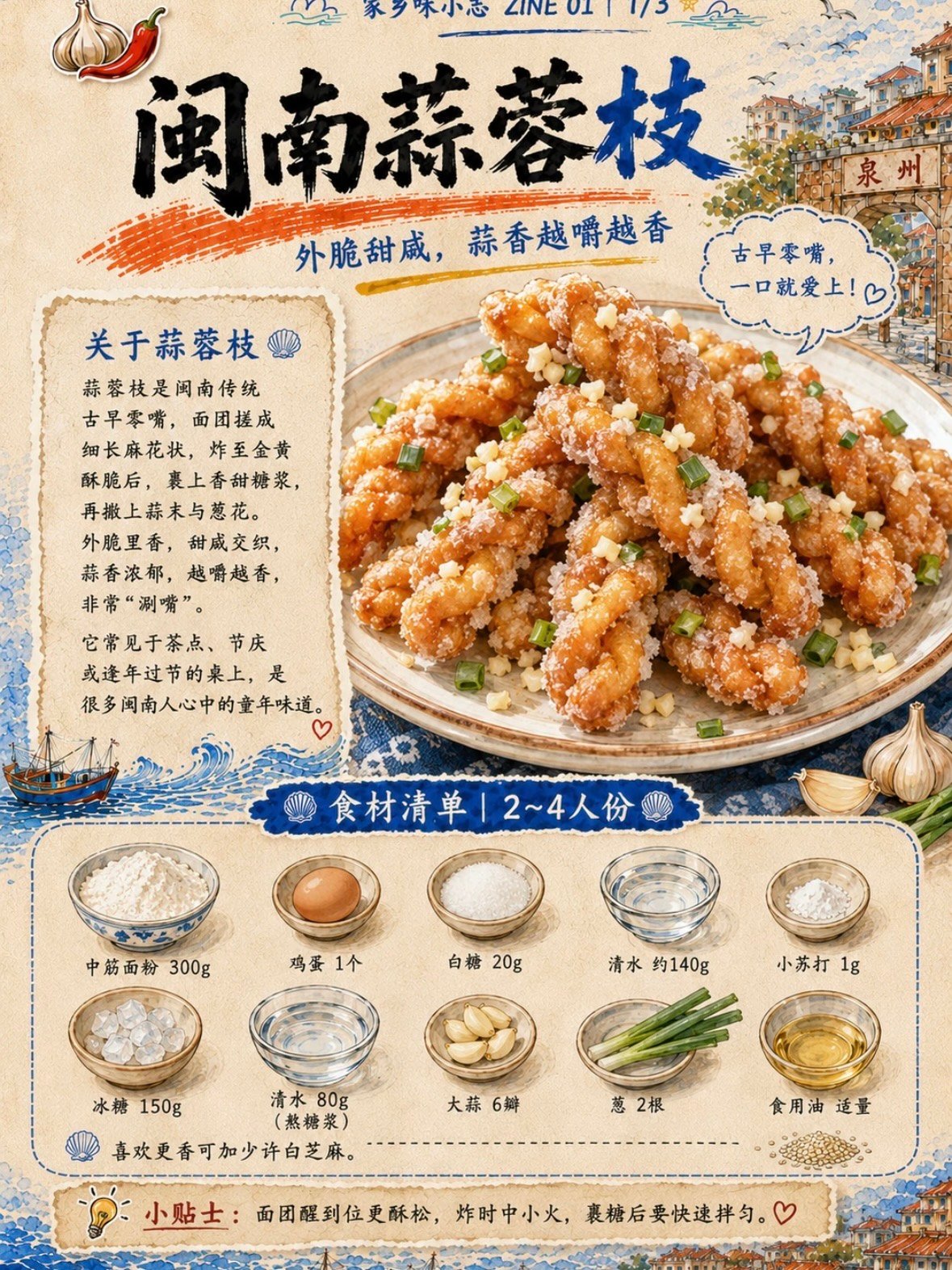 🧄 闽南蒜蓉枝｜古早味麻花，越嚼越香✨